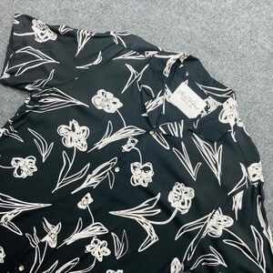 Across The Pond Signature Line Floral Shirt Black White Large Viscose Streetwear